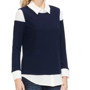 Vince Camuto layered look brushed jersey top XL